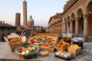 Cena da asporto nel centro di Bologna, fatta bene