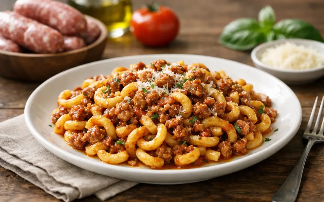 Gramigna al ragù di salsiccia bolognese