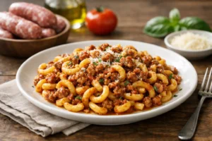 Gramigna al ragù di salsiccia bolognese
