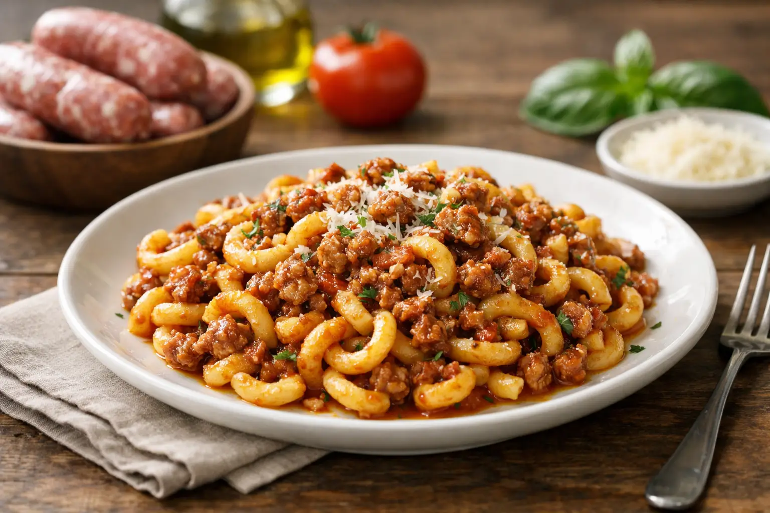 Gramigna al ragù di salsiccia bolognese